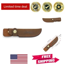 Durable Brown Leather Knife Holster with Vertical Belt Loop - Fits Ambidextrous