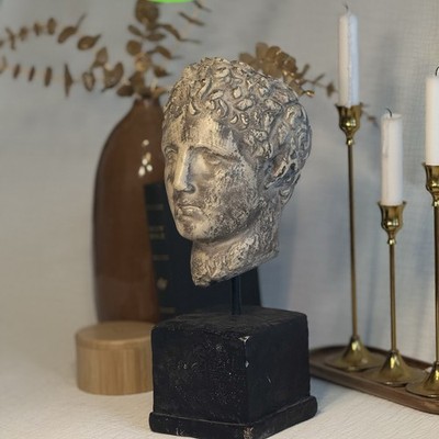 Large Alexander The Great Bust Sculpture 18  Heavy 9lb Greek Statue Luxury Decor