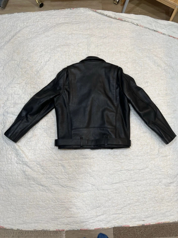 Harley Davidson Vanson Belted Leather Biker Jacket Black Large L - Image 3 of 4