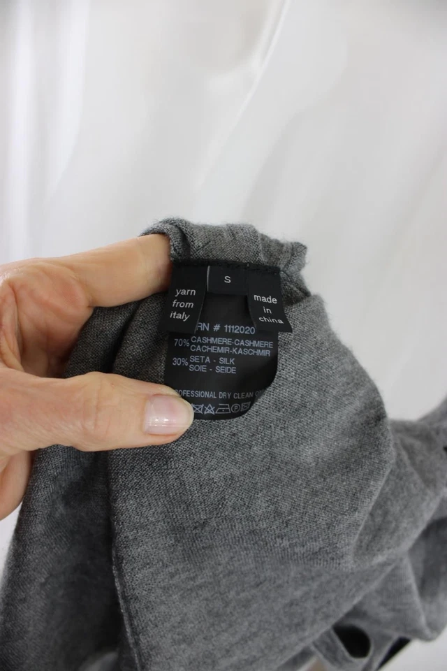 Подлинная серая кашемировая шелковая вязаная рубашка Derek Lam с драпированным вырезом без рукавов размер S - Изображение 4 из 4