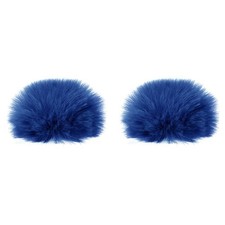Furry Microphone Windscreen 7mmx 60mm Mic Cover Windshield Dark Blue 2 Pack