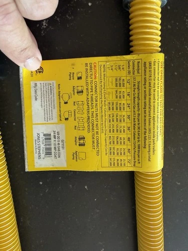 Jones Stephens G71151 48" Stainless Steel Gas Connector - Yellow - Picture 4 of 6