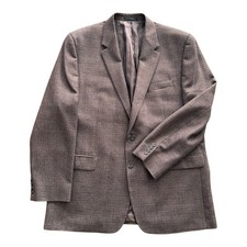 Chaps Ralph Lauren Vtg Brown Houndstooth Lambswool Blazer Suit Coat Jacket 48L