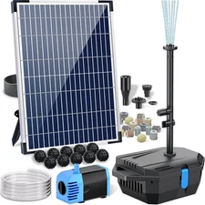 POPOSOAP Pond Filter with 12W Solar Fountain Pump, Solar Pond Filter with 160...