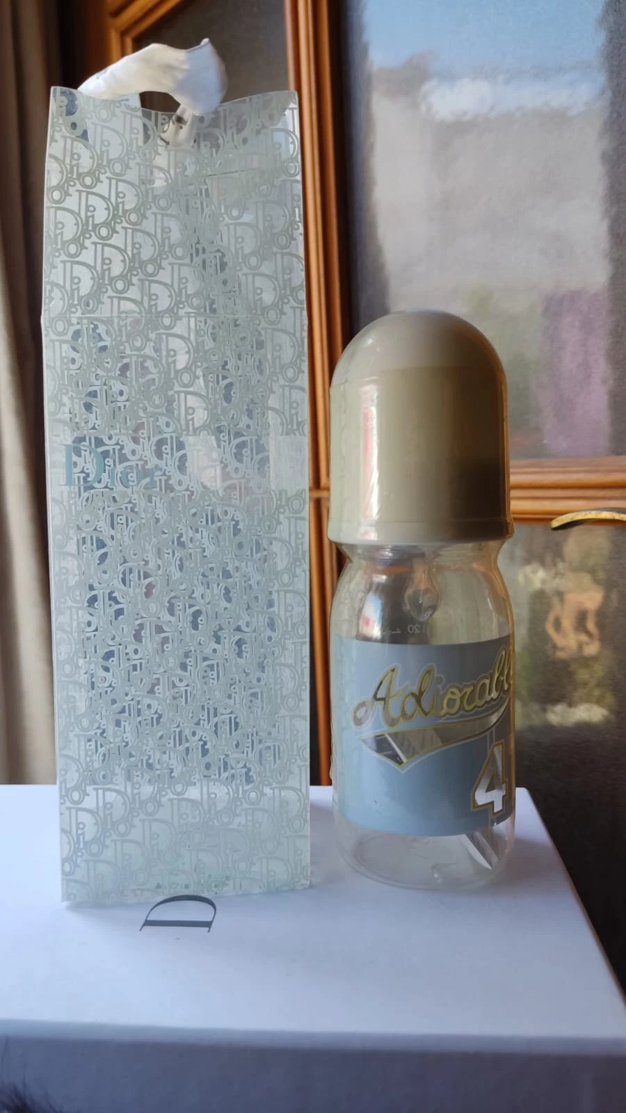 Dior Baby Boy Feeding Bottle Blue Shatterproof Plastic 4oz 120ml New + Gift Case