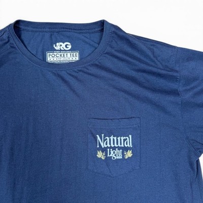 Rowdy Gentleman Natural Light Beer Pocket Tee Navy Blue Follow The Light XXL