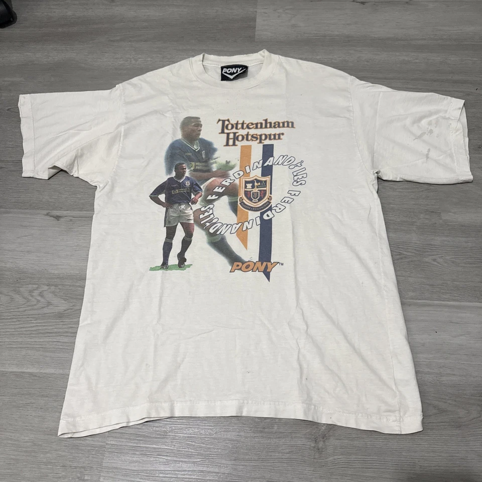 ⁣⁣Vintage Pony Tottenham Hotspur Big Logo T-Shirt Size XL Les Ferdinand  - Image 2 of 4