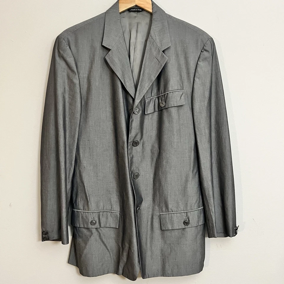 Chaqueta de traje gris Gianni Versace vintage para hombre talla 36R (50R) Foto 2 de 4