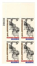 US Stamp Scott #1315, 5c Marine Corps Reserve Issue, Plate Block, OG, MNH