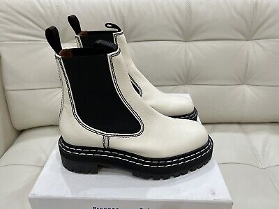 Proenza Schouler Chelsea Lug Sole Combat Boot White Calf Proenza Schouler Chelsea Lug Sole Combat Boot White Calf
