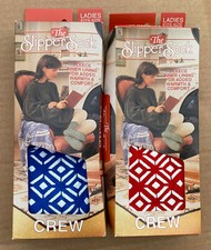 Vintage 1990s THE SLIPPER SOCK 2 Pairs Crew Style Ladies Size 9-11 NEW IN BOX