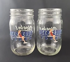 Vintage Deep Eddy Vodka Drinking Glass Jar Cup Mug Lot of 2