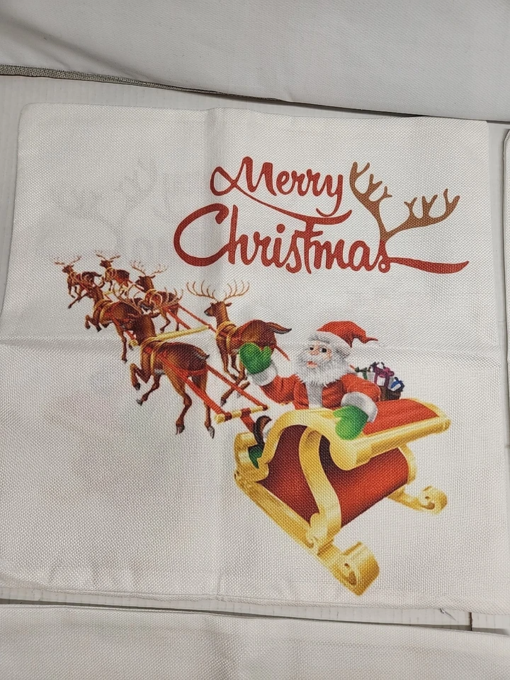4pcs Christmas Throw Pillow Cover Pillowcase Cushion Case Decor 17"X17" - Image 2 of 4