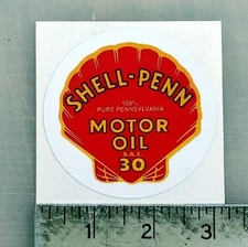 Vintage Shell-Penn Motor Oil sticker decal  3" dia.