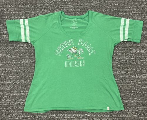 Notre Dame Women’s T Shirt Green '47 Forty Seven Brand Fighting Irish Size L - Picture 1 of 7