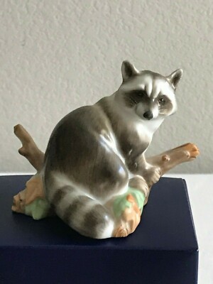Herend Natural Bisque China Raccoon 2004  hand made & hand painted Hungary 