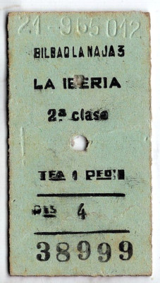 Bahnticket: Spanien: Bilbao La Naja nach La Iberia, 1965