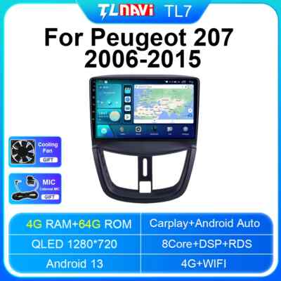 For Peugeot 207 2006-2012 CarPlay Car Stereo Radio GPS Multimedia Player Screen