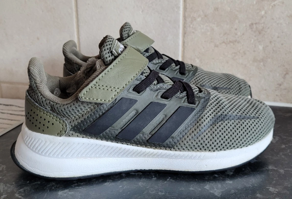 Adidas Runfalcon 2.0 Trainers Size 12k Khaki Green Black White EX COND