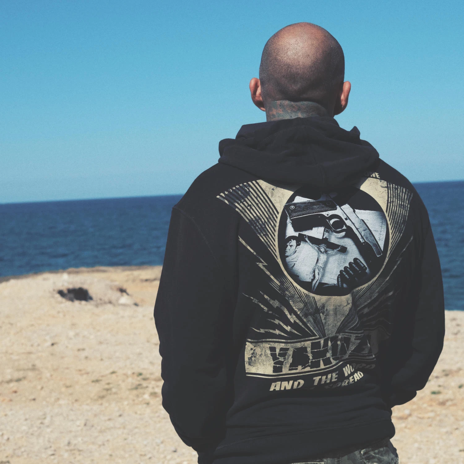 SACAI Nuova Felpa con Cappuccio Yakuza Uomo Spread Nera