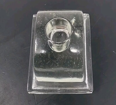 Antique Vintage Desktop Glass Cube Fountain Pen Paperweight Ink Well HEAVY