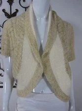 Sleeping on Snow Short Sleeve Angora Blend Cardigan Sweater S Small Ivory   