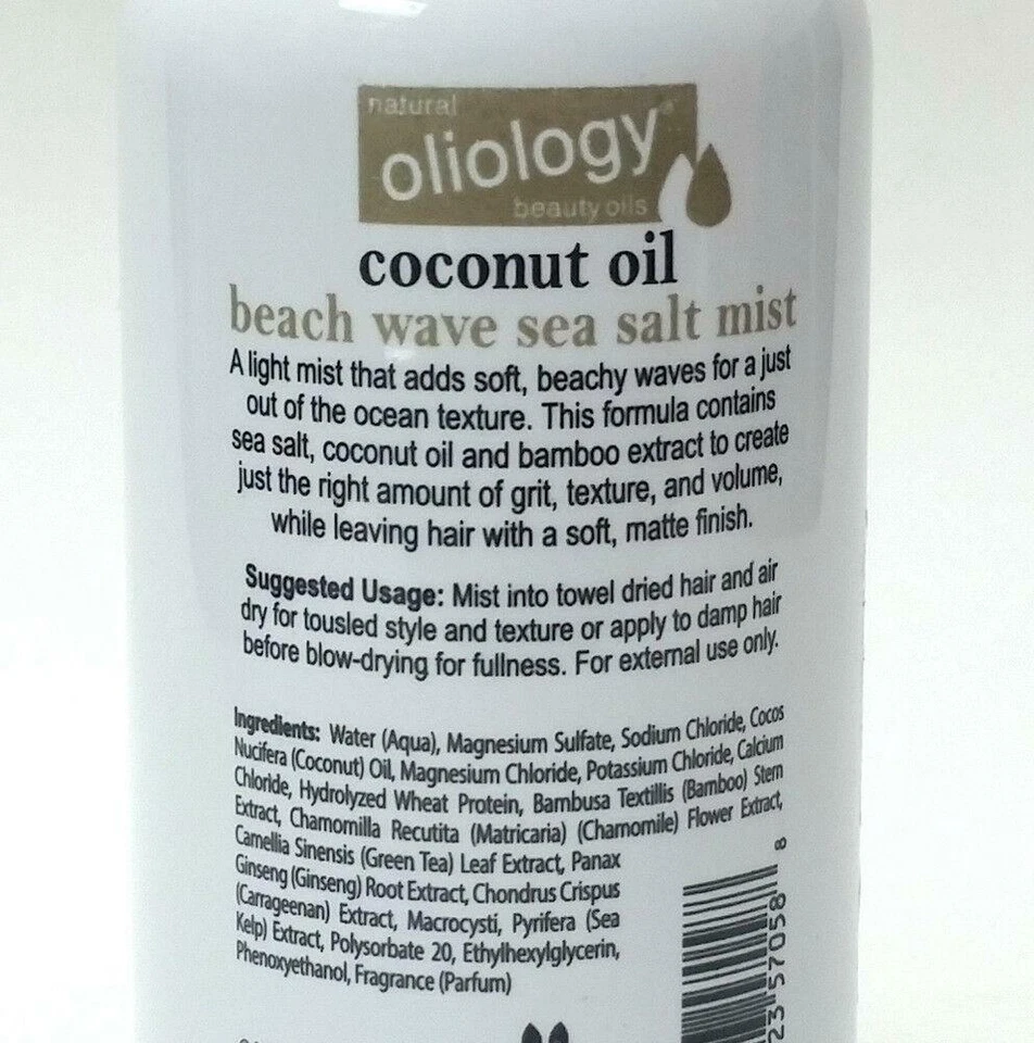 Aceite de coco Oliology Beach Wave sal marina bruma para el cabello 8 oz / 236 ml Foto 4 de 4