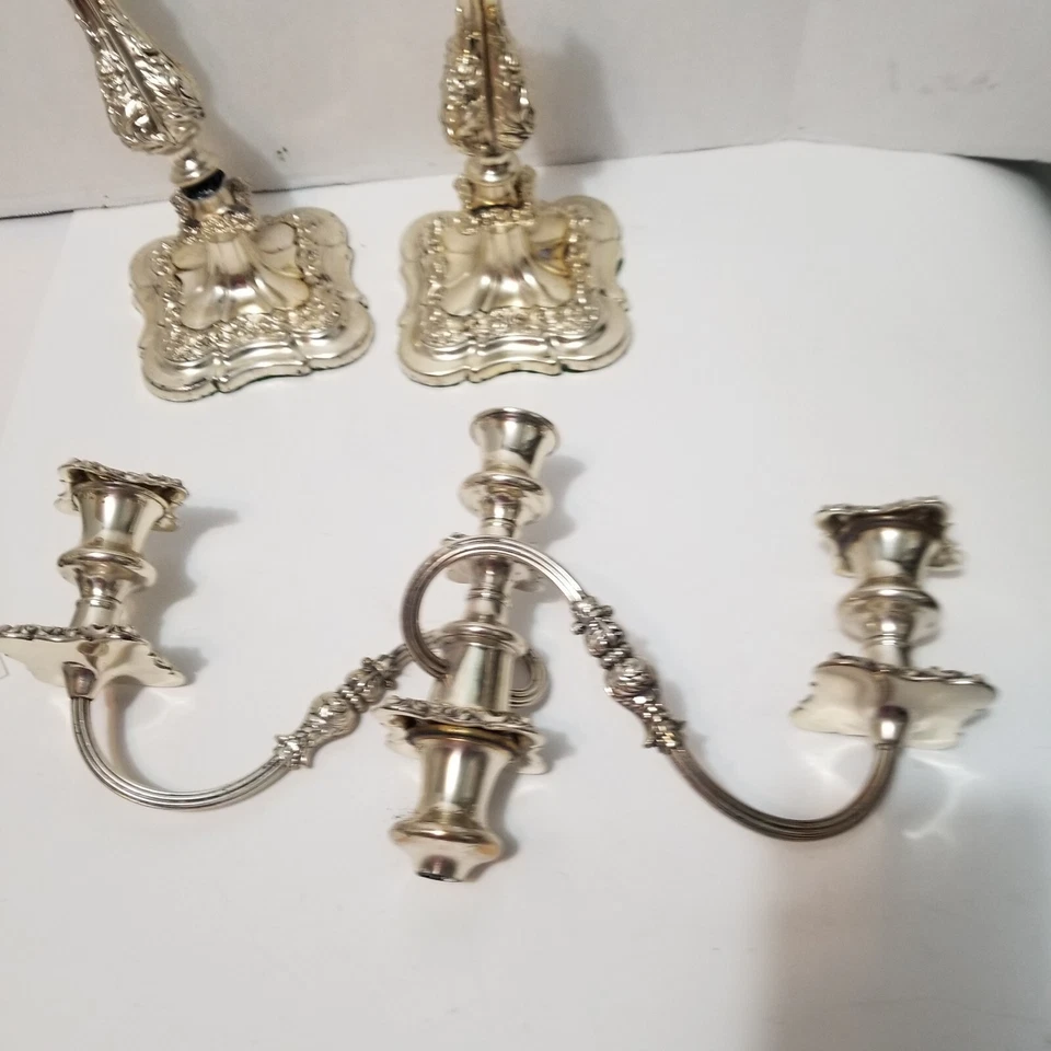 Antiguo candelabro plateado de 1900 Ellis Barker dañado para piezas como está Foto 4 de 4