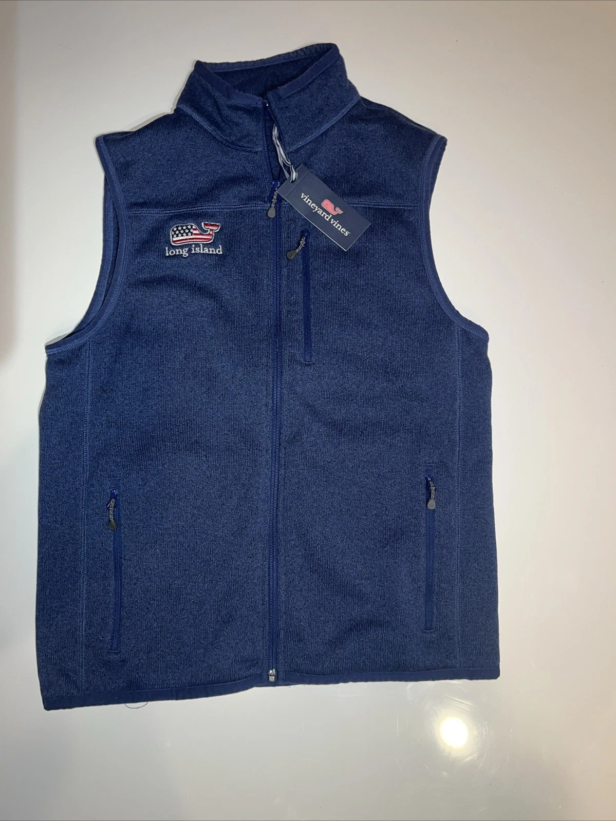 Vineyard Vines Men's Navy Blue Harbor Fleece Vest Size S