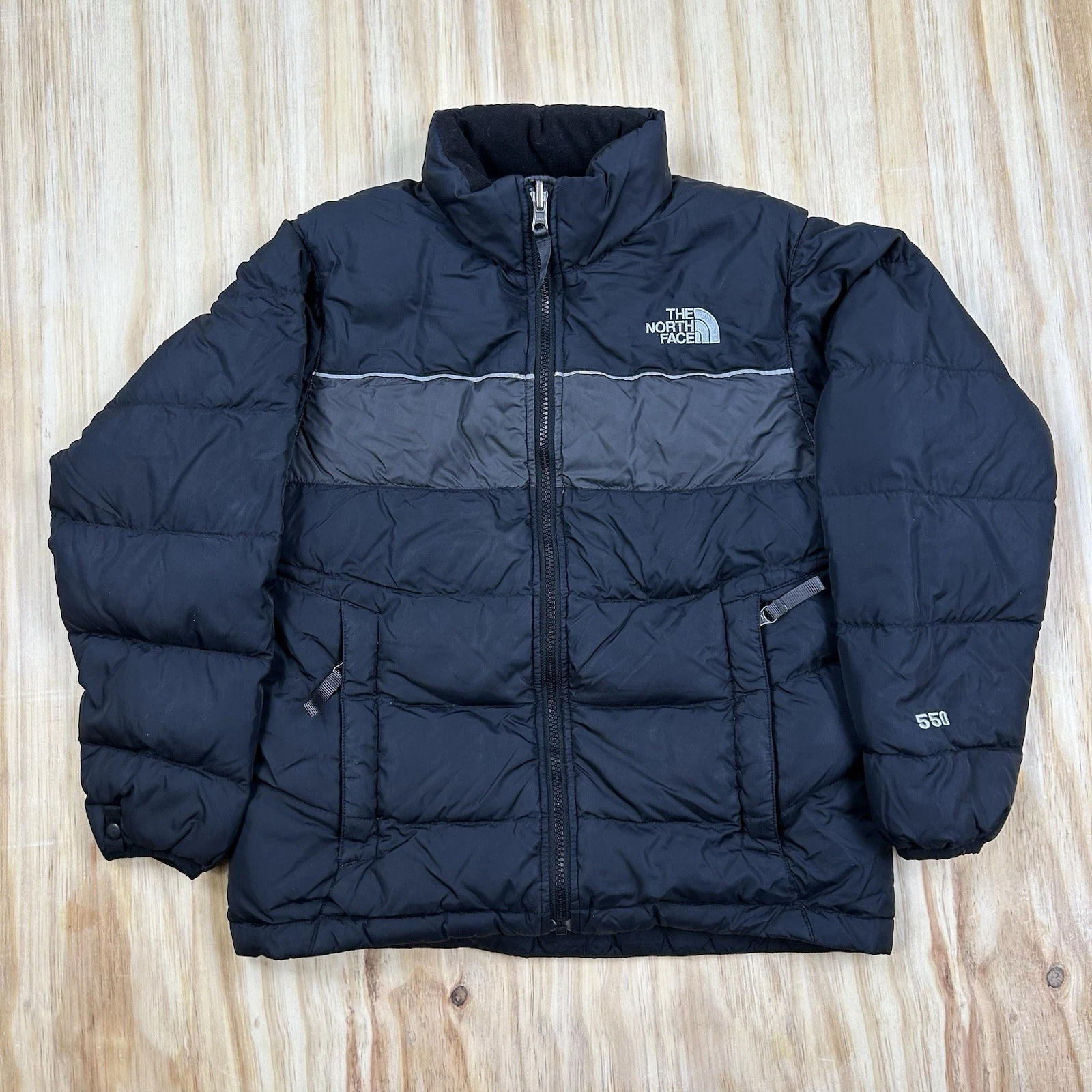 The North Face Boys Down Puffer Jacket Black 550 Fill Winter Coat Kids M (10/12)