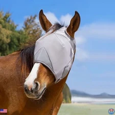 Adjustable Horse Fly Mask Without Ears, UV Protection, Comfort Mesh, Size M
