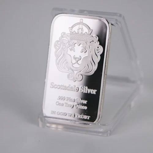 1PCS Scottsdale Silver 999 Fine Silver One Troy Ounce 1 Bars Bullion in God We T