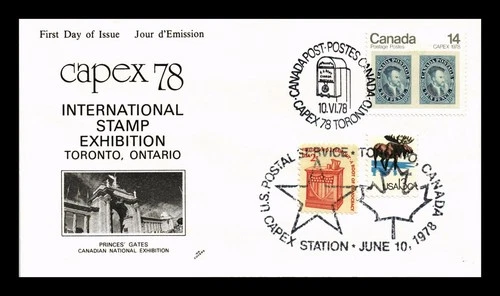 COVER CAPEX 78 TORONTO ONTARIO CANADA FDC COMBO DUAL CANCEL THERMOGRAPHED