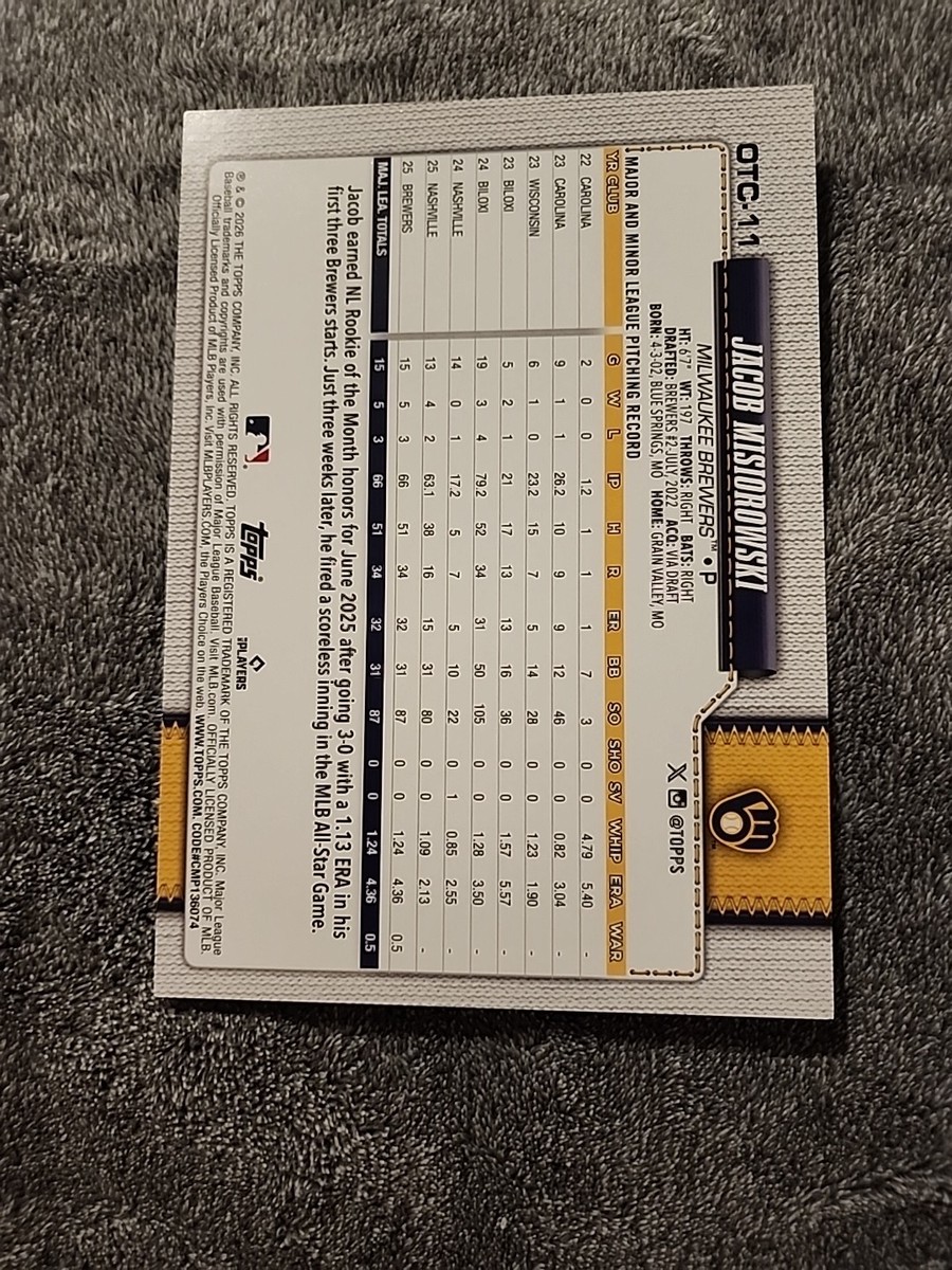 Jacob Misiorowski Topps 2026 Oversized Jumbo Image Variation