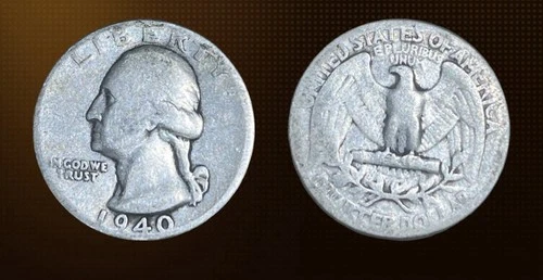 Washington Quarter 1940 Silver Circulated US Coin 25C Business Strike