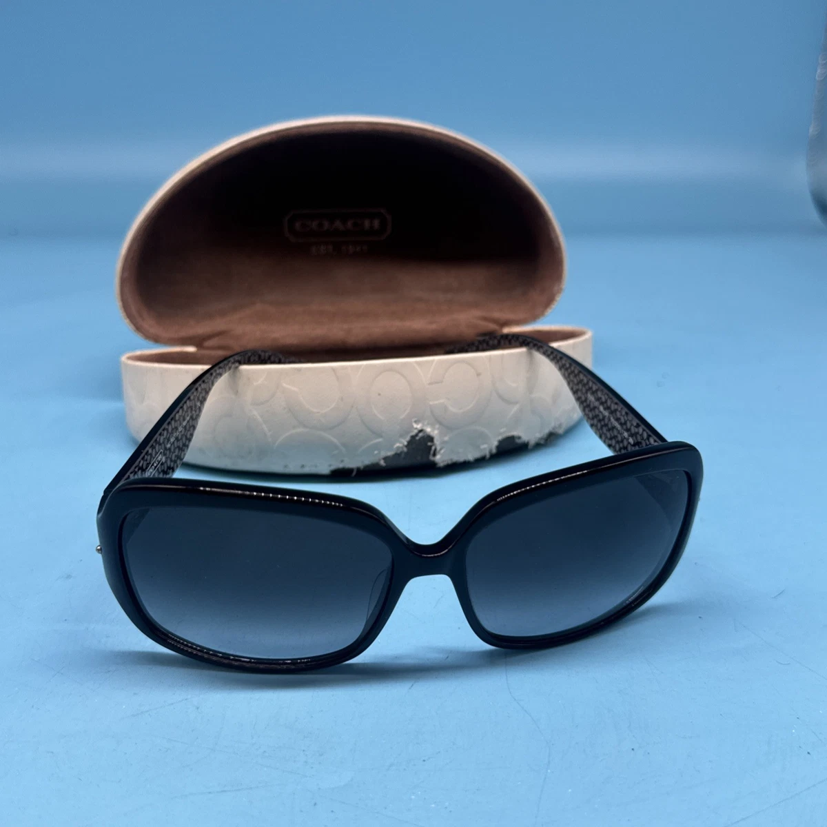 Coach Valentina S704A Oversized Square Petite Sunglasses Amber Tortoise Case Coach Heart Sunglasses for Women for sale | eBay main image 2