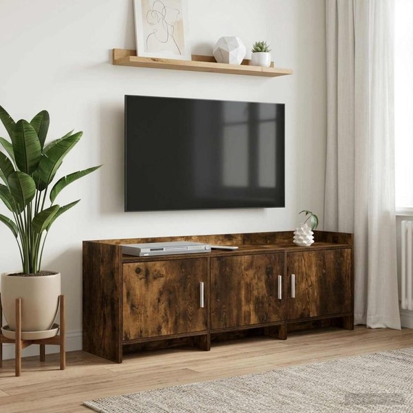 Tv-Schr?Nk 130 X 33 X 47 Cm Ger?Ucherte Eiche Holzwerkstoff-image