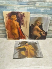 Lot Of 3 Acrylic Nude Painting on Canvas