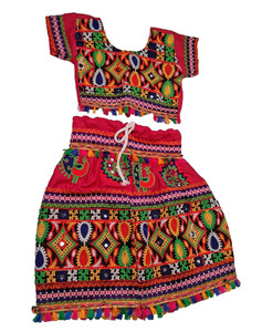 Traditional Indian Navratri Chania Choli Outfit Skirt Top Mirrored Embroidered