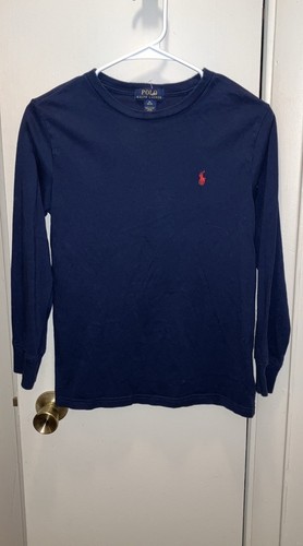 Polo by Ralph Lauren Boys Blue & Red Pony Logo Long Sleeve T-Shirt M 10/12