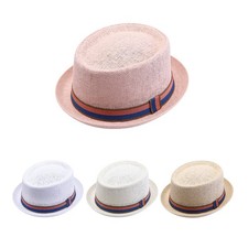 Men’s Pork Pie Hat 100% Paper Summer  – Pink White Cream Beige – Sizes 56-60