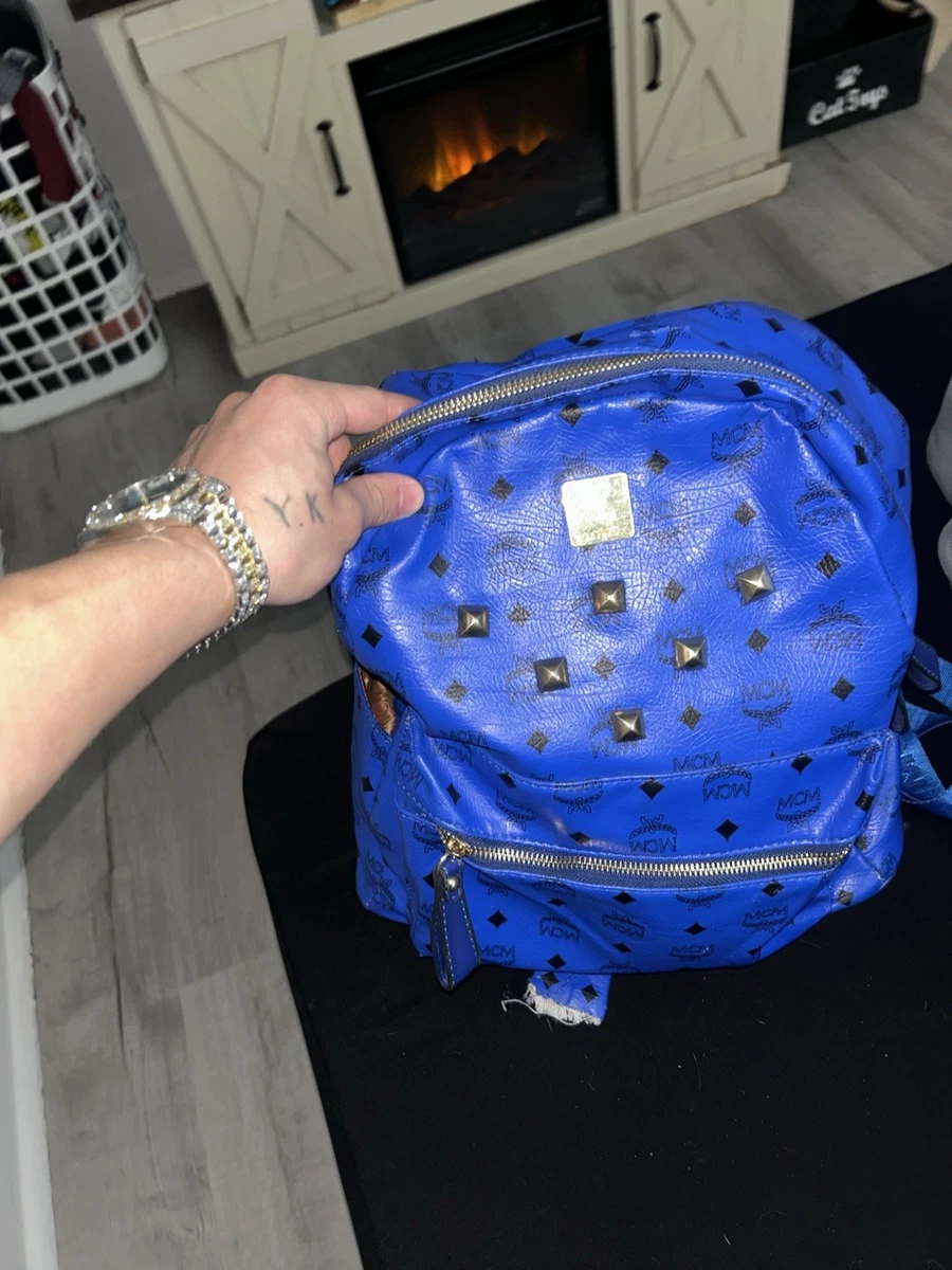 MCM Royal Blue Backpack with Gold Studs Blue mcm backpack - Gem main image 3