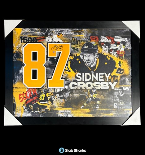 SIDNEY CROSBY SIGNED AUTO PITTSBURGH PENGUINS COLLAGE FRAMED FRAMEWORTH COA