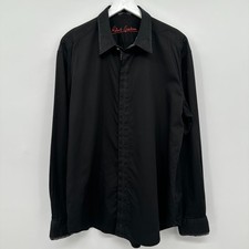 Robert Graham Shirt Mens XL Flip Cuff 100 Cotton Black Long Sleeve Button Up