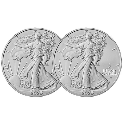 #ad Lot of 2 2025 W $1 American Silver Eagles w Eagle Privy 1 oz BU $89.99