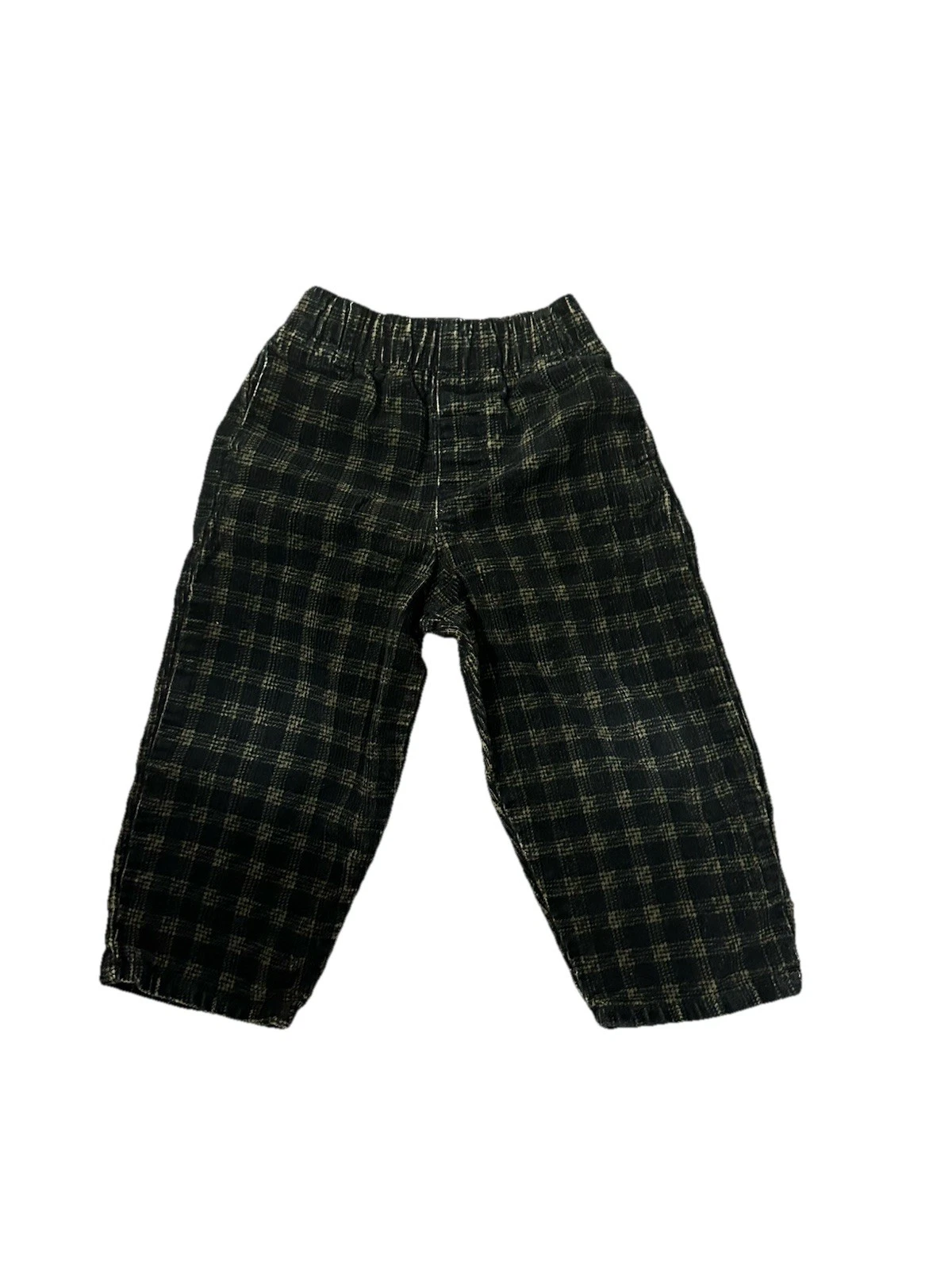 Pre-owned Zara 2T Corduroy Checkered Pants Green
