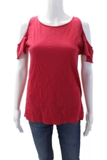 Loft Women Basic Red Cotton Sleeveless Round Neck T-Shirt Size XS