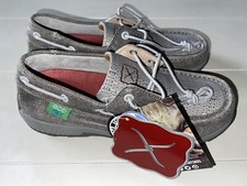 Twisted X women's Eco boat shoes driving moc WXC0007 gray size 6.5 M