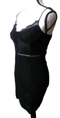 Schwarz Spitze Samt Burnout Kleid 6 Midi Bodycon Goth Academia Witchy Träger Neu - Bild 6 von 19
