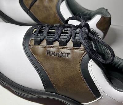 Footjoy Greenjoys White Brown & Black Spikes Men display picture 1
